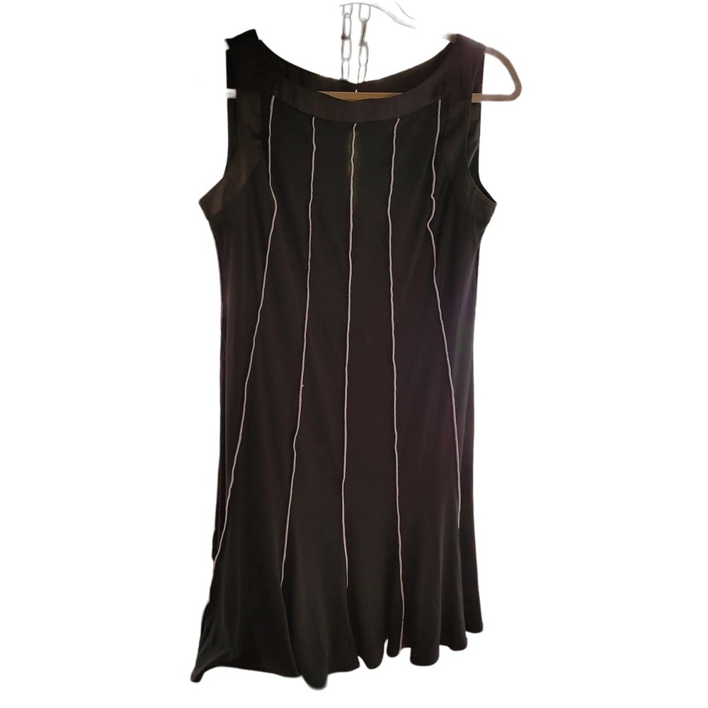 Sandra Darren Women's Dress Black White Piping Stripes 10P